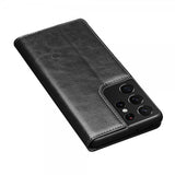 Qialino Samsung Galaxy S21 Ultra Etui Ekte Skinn Svart