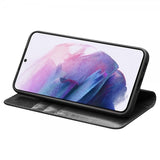 Qialino Samsung Galaxy S22 Etui Ekte skinn Kortlommer Svart