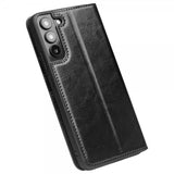 Qialino Samsung Galaxy S22 Etui Ekte skinn Kortlommer Svart