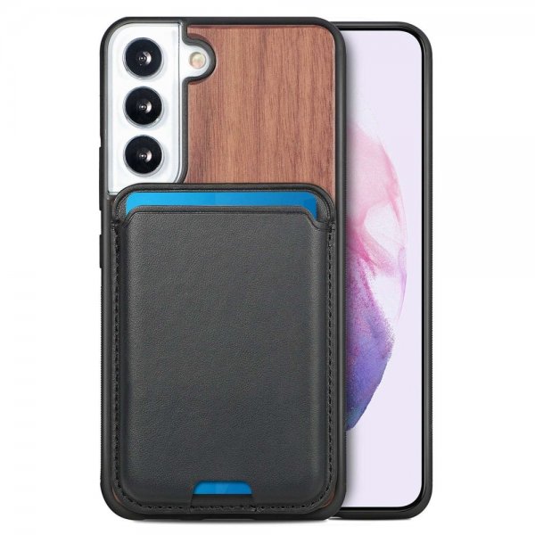 Samsung Galaxy S22 Plus Deksel Tre Avtakbart Kortholder Walnut