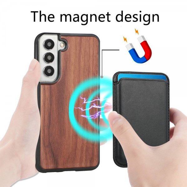 Samsung Galaxy S22 Plus Deksel Tre Avtakbart Kortholder Walnut