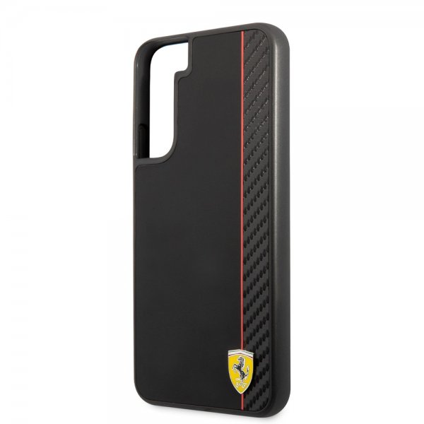 Ferrari Samsung Galaxy S22 Plus Deksel Vertical Stripe Metal Logo  Svart