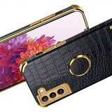Samsung Galaxy S22 Deksel Krokodillemønster Finger Ring Rød