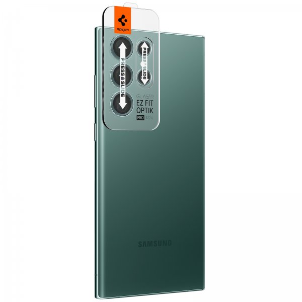Spigen Samsung Galaxy S22 Ultra Kamerabeskytter GLAS.tR EZ Fit Optik Pro 2-pakning Grønn
