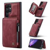 CaseMe Samsung Galaxy S22 Ultra Deksel C20 Kortlomme Glidelås Rød