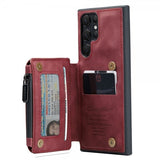 CaseMe Samsung Galaxy S22 Ultra Deksel C20 Kortlomme Glidelås Rød