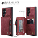 CaseMe Samsung Galaxy S22 Ultra Deksel C20 Kortlomme Glidelås Rød