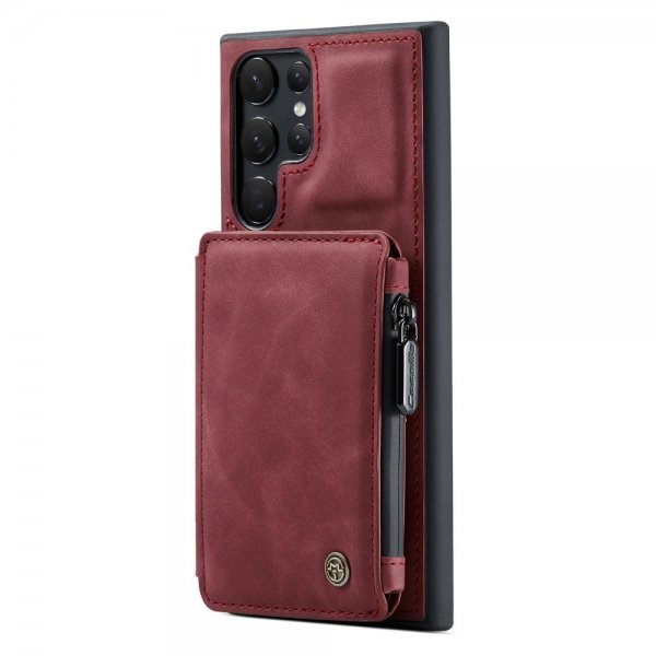 CaseMe Samsung Galaxy S22 Ultra Deksel C20 Kortlomme Glidelås Rød