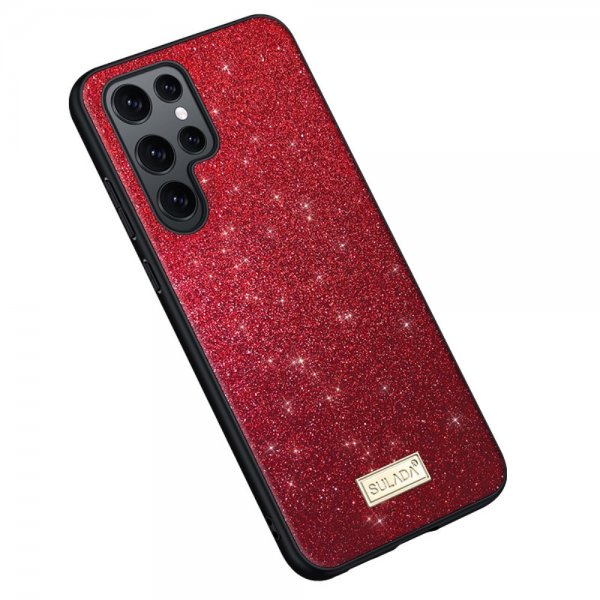 Sulada Samsung Galaxy S22 Ultra Deksel Glitter Rød