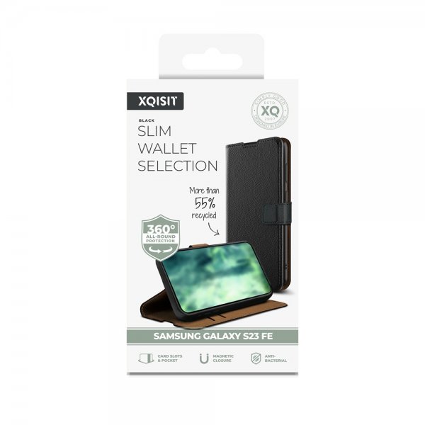 Xqisit Samsung Galaxy S23 FE Etui Slim Wallet Selection Svart