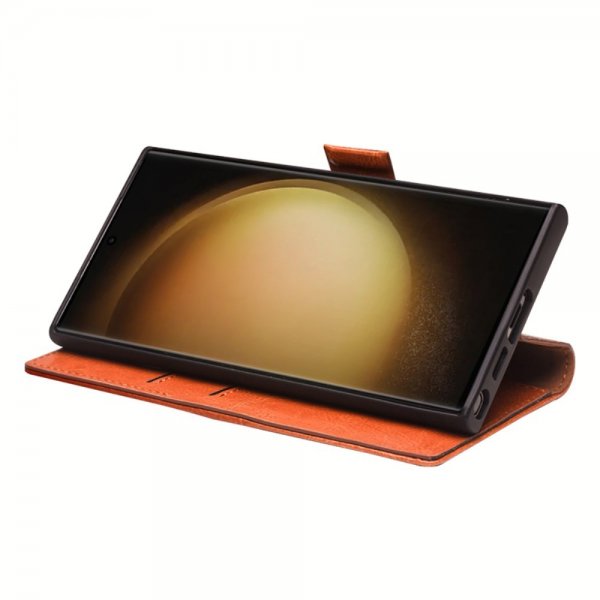 Qialino Samsung Galaxy S23 Etui Ekte Skinn Svart