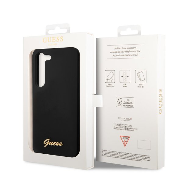 Guess Samsung Galaxy S23 Plus Deksel Liquid Silicone Metal Logo Svart