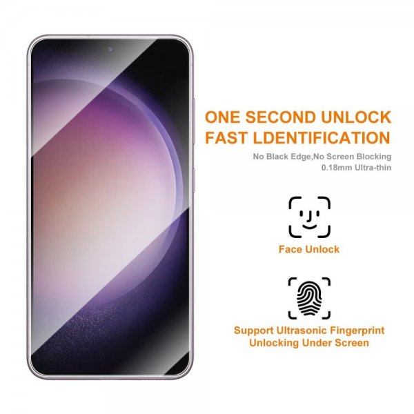 ENKAY Samsung Galaxy S23 Plus Deksel med Skjermbeskytter Skinntekstur Lilla