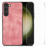 ENKAY Samsung Galaxy S23 Plus Deksel med Skjermbeskytter Skinntekstur Rosa