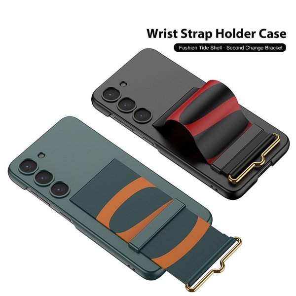 GKK Samsung Galaxy S23 Deksel Hand Strap Karbonfibertekstur Svart