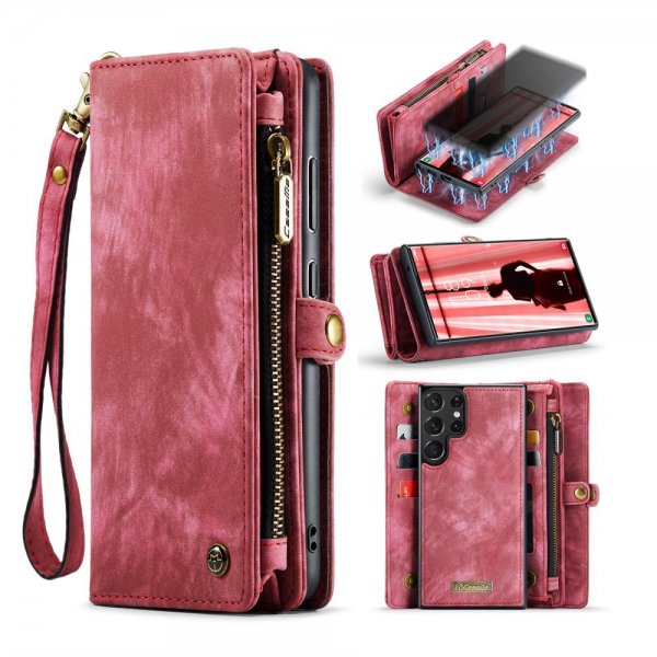 CaseMe Samsung Galaxy S23 Ultra Etui 008 Series Avtakbart Deksel Rød