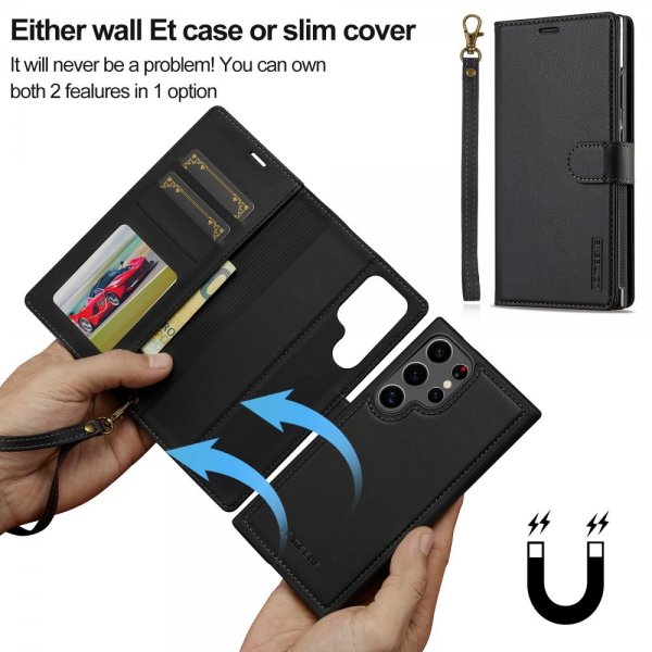 Lc.Imeeke Samsung Galaxy S23 Ultra Etui Avtagbart Deksel L2 Series MagSafe Svart