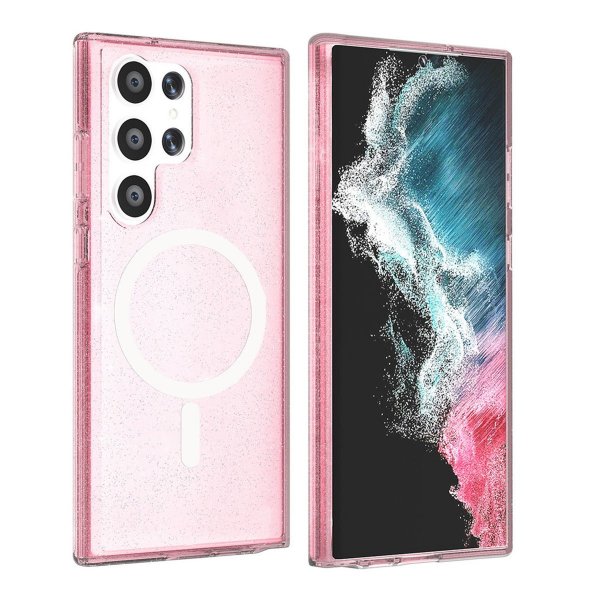 Samsung Galaxy S23 Ultra Deksel Glitter MagSafe Rosa