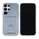 Rvelon Samsung Galaxy S23 Ultra Deksel with Stand Card Holder Transparent