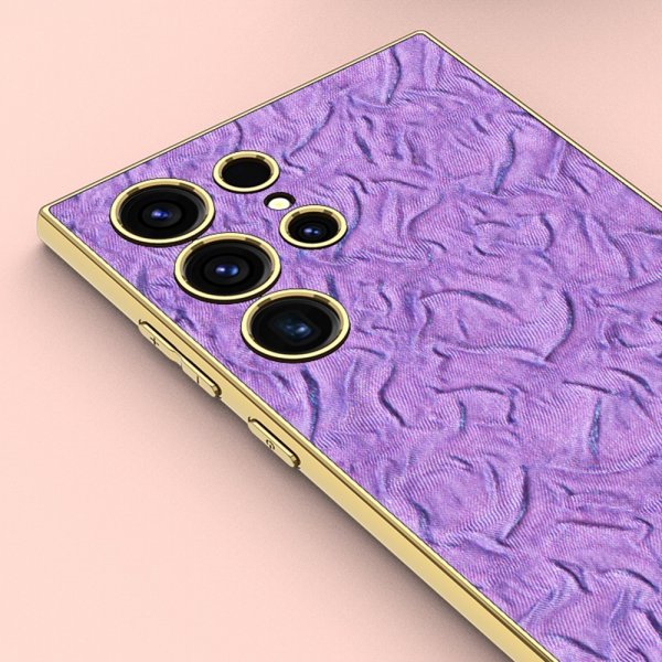 GKK Samsung Galaxy S23 Ultra Deksel Stoff Belagt Kant Lilla