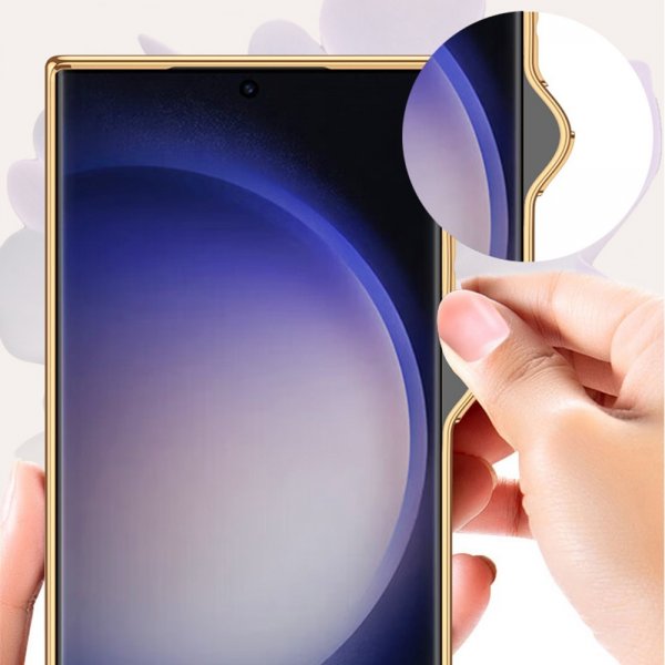 GKK Samsung Galaxy S23 Ultra Deksel Stoff Belagt Kant Hvit