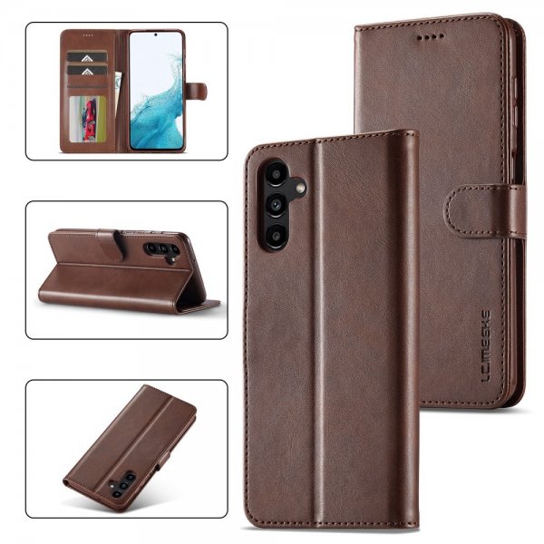 Lc.Imeeke Samsung Galaxy S24 FE Etui med Kortlomme stativfunksjon Mørkebrun