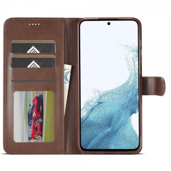 Lc.Imeeke Samsung Galaxy S24 FE Etui med Kortlomme stativfunksjon Mørkebrun