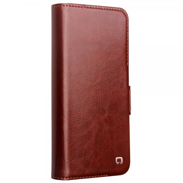 Qialino Samsung Galaxy S24 Etui Ekte skinn Kortlommer Brun