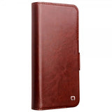 Qialino Samsung Galaxy S24 Etui Ekte skinn Kortlommer Brun