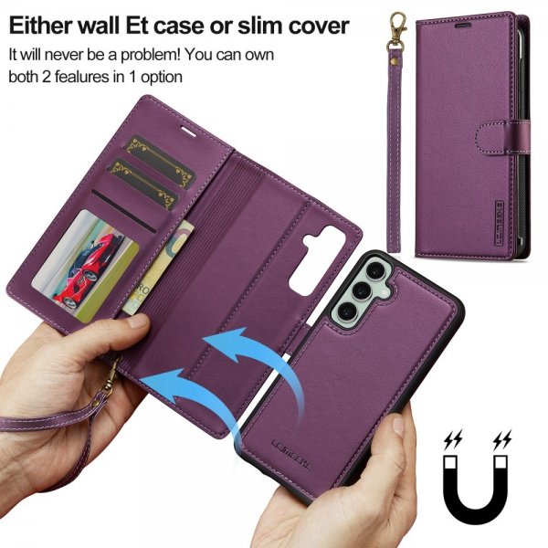 Lc.Imeeke Samsung Galaxy S24 Etui Avtagbart Deksel L2 Series MagSafe Lilla