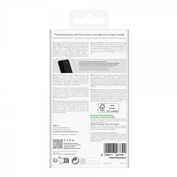 Puro Samsung Galaxy S24/Galaxy S25 Skjermbeskytter Frame Tempered Glass