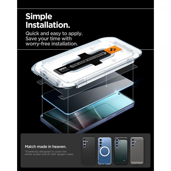 Spigen Samsung Galaxy S24/Galaxy S25 Skjermbeskytter GLAS.tR EZ Fit Privacy 2-pakning