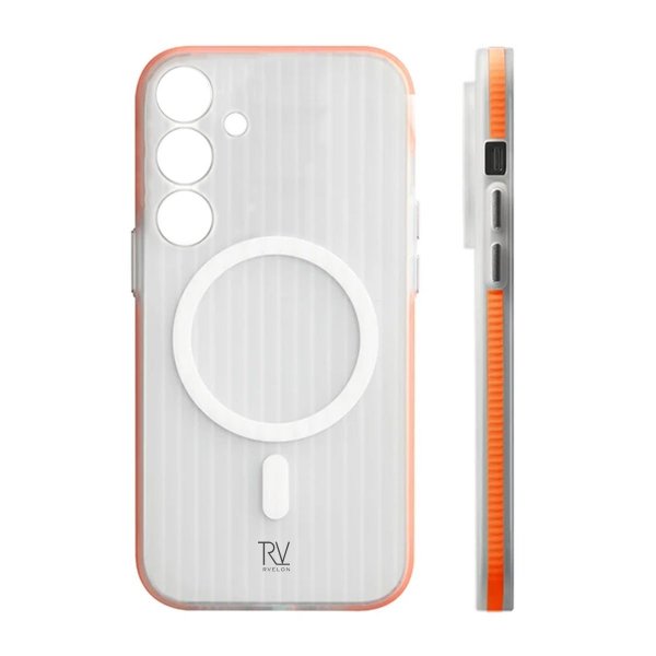 Rvelon Samsung Galaxy S24 Deksel Korrugerte MagSafe Oransje