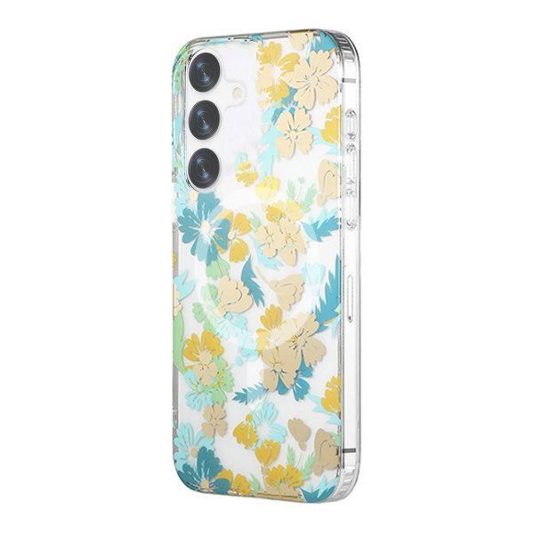 Samsung Galaxy S24 Deksel Blomstermønster MagSafe Turkis