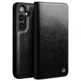 Qialino Samsung Galaxy S24 Plus Etui Ekte skinn Kortlommer Svart
