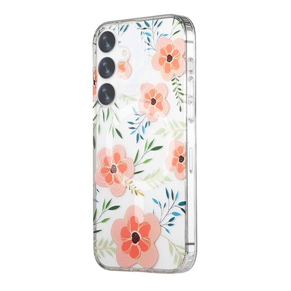 Samsung Galaxy S24 Plus Deksel Blomstermønster MagSafe Rosa