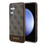 Guess Samsung Galaxy S24 Plus Bottom Stripe Metal Logo Brun