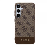 Guess Samsung Galaxy S24 Bottom Stripe Metal Logo Brun