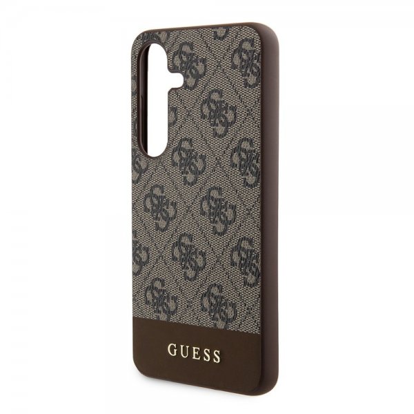 Guess Samsung Galaxy S24 Bottom Stripe Metal Logo Brun