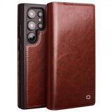 Qialino Samsung Galaxy S24 Ultra Etui Ekte Skinn Brun