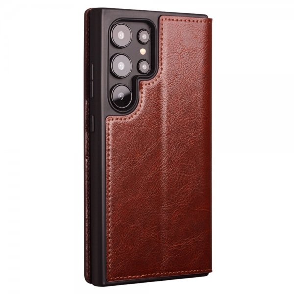 Qialino Samsung Galaxy S24 Ultra Etui Ekte Skinn Brun