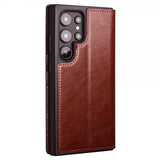 Qialino Samsung Galaxy S24 Ultra Etui Ekte Skinn Brun
