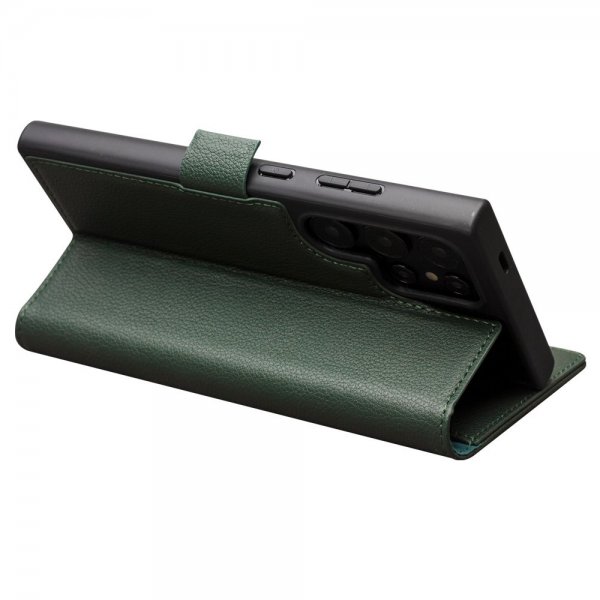 Qialino Samsung Galaxy S24 Ultra Etui Ekte Skinn Grønn