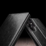 Qialino Samsung Galaxy S24 Ultra Etui Ekte Skinn Svart