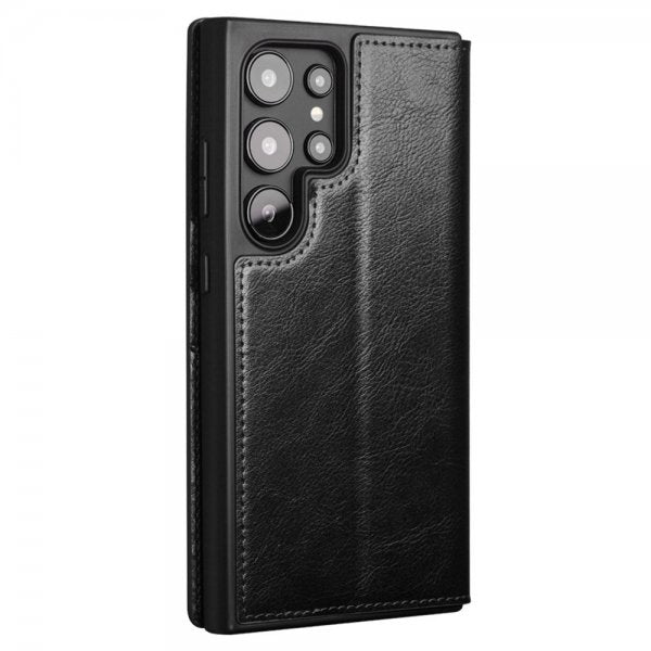 Qialino Samsung Galaxy S24 Ultra Etui Ekte Skinn Svart