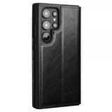 Qialino Samsung Galaxy S24 Ultra Etui Ekte Skinn Svart