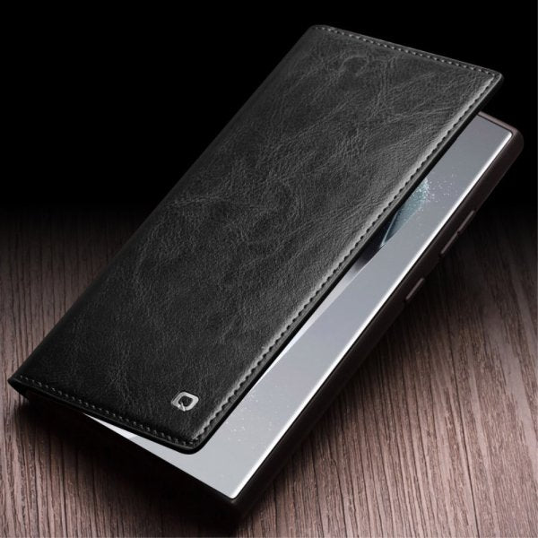 Qialino Samsung Galaxy S24 Ultra Etui Ekte Skinn Svart