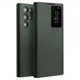 Qialino Samsung Galaxy S24 Ultra Etui View Window Ekte skinn Grønn
