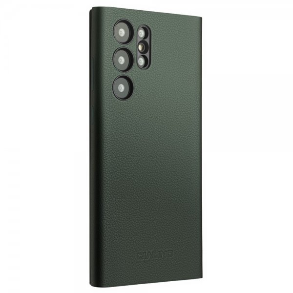 Qialino Samsung Galaxy S24 Ultra Etui View Window Ekte skinn Grønn