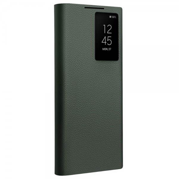 Qialino Samsung Galaxy S24 Ultra Etui View Window Ekte skinn Grønn